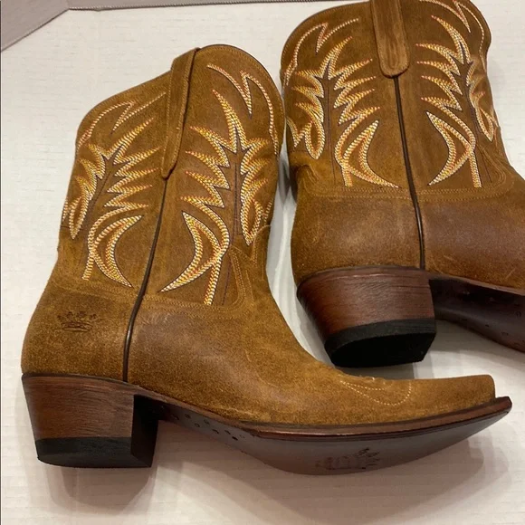 Brown Heeled Boots with Western Stitching and Pointed Toe - Picture 12 of 16